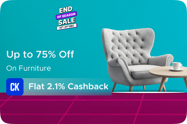 Flipkart : Upto 75% Off on Furniture + Flat 2.1% Cashkaro Cashback