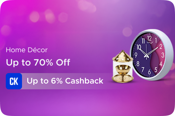 Myntra:Up to 70% Off on Home Decor + Upto 6% CashKaro Cashback