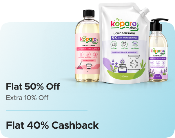 Koparo Clean — Flat 50% Off + Extra 10% Off + Flat 40% CashKaro Cashback + Flat 40% Cashback