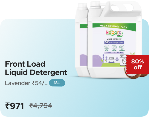 Koparo Clean Front Load Liquid Detergent - Lavender — 6X Pack, 3 Litres, effective ₹971 (₹54/L)