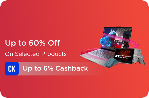 Lenovo: Upto 60% Off On Selected Products + Upto 6% CashKaro Cashback