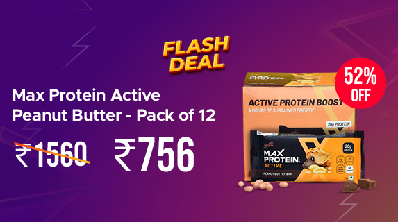 Max Protein: Buy Max Protein Active Peanut Butter - PACK OF 12 worth Rs. 1560 at Rs. 756 Only