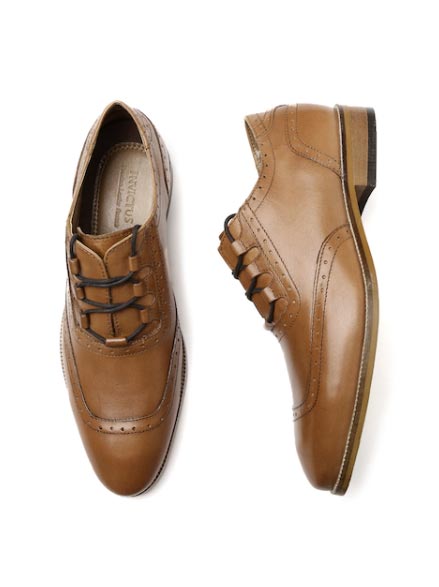 INVICTUS Men Tan Brown Leather Brogues INVICTUS Men Tan Brown Leather Brogues