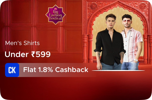 Myntra: Men Shirts Under Rs 599 + Flat 1.8% Cashback