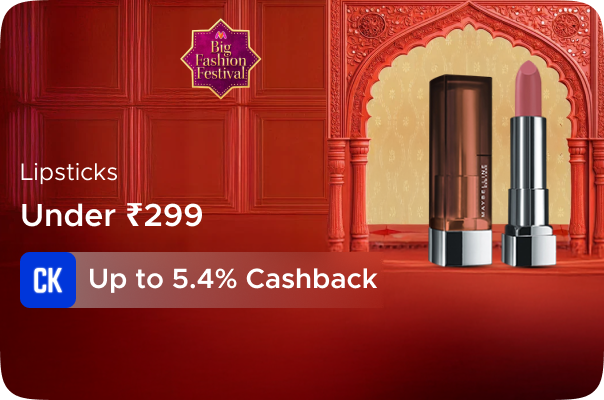Myntra: Lipsticks Under Rs 299 + Up to 5.4% Cashback