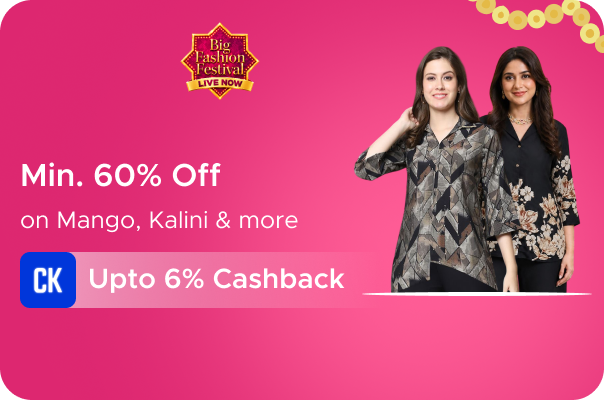 Min 60% Off on Mango, Kalini & more + Upto 6% Cashback