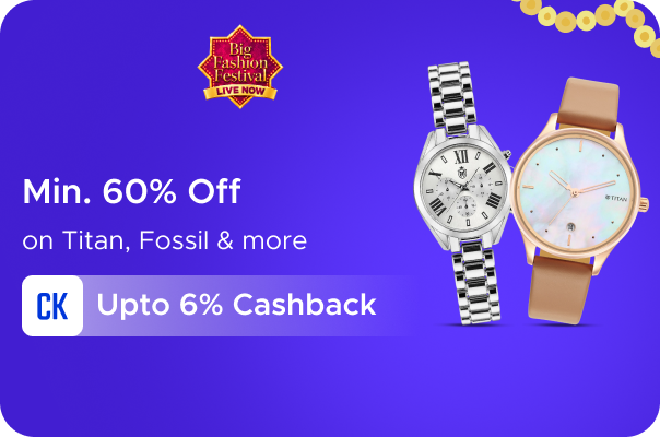 Min 60% Off on Titan, Fossil & more + Upto 6% Cashback