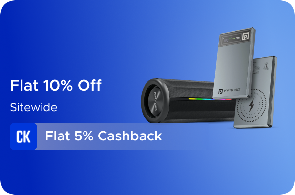 Portronics: CashKaro Exclusive: Flat 10% Off Sitewide + Flat 5% CashKaro Cashback on all Portronics Orders