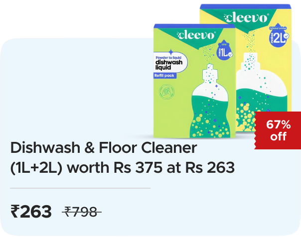Cleevo: Buy Dishwash & Floor Cleaner (1L+2L) worth Rs 375 at Rs 263