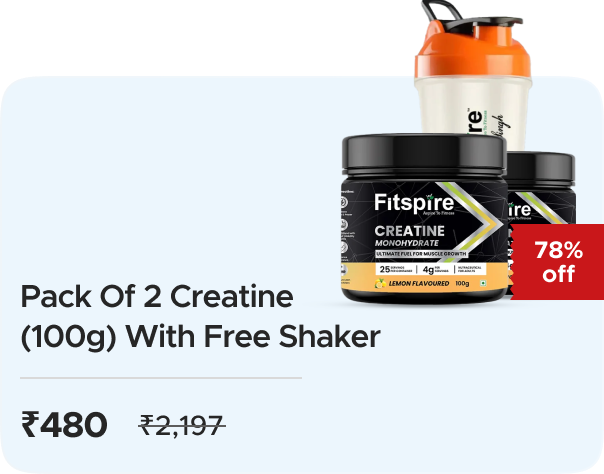 Fitspire: Buy Pack Of 2 Creatine (100g) With Free Shaker worth Rs. 2197 at Just Rs. 480
