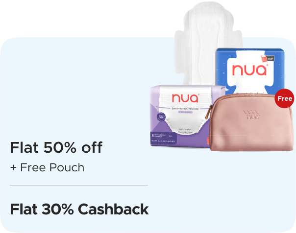 Nua: Flat 50% off + Free Pouch on first Sanitary Pad