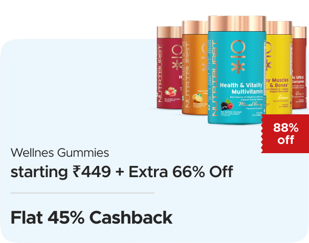 Nutriburst: Wellnes Gummies starting ₹449 + Extra 66 Nutriburst: Wellnes Gummies starting ₹449 + Extra 66