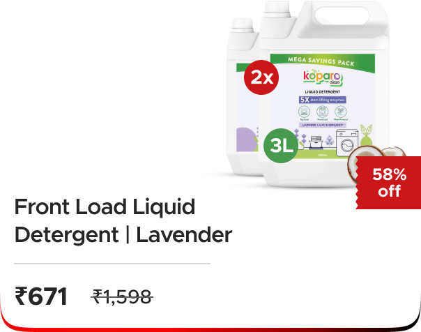 Koparo Clean: Buy 2x Front Load Liquid Detergent – Lavender – 3 Litres total 6L worth ₹1598 at ₹671