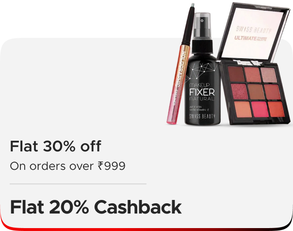 Swiss Beauty: Flat 30% off on orders over ₹999 + Flat 20% CashKaro Cashback
