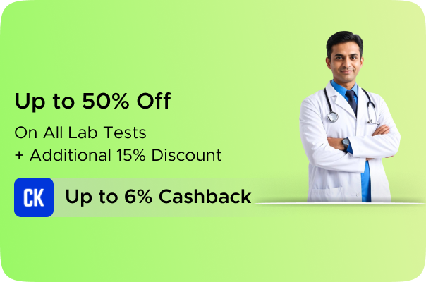 Upto 50% Off on all Lab Tests + Additional 15% Discount + Upto 6% CashKaro Cashback (Upto Rs.500) on all MediBuddy Lab Orders