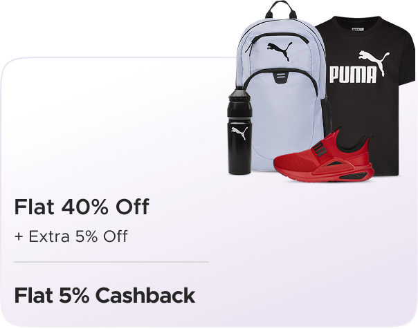 Puma: Flat 40% Off + Extra 5% Off + Flat 5% CashKaro