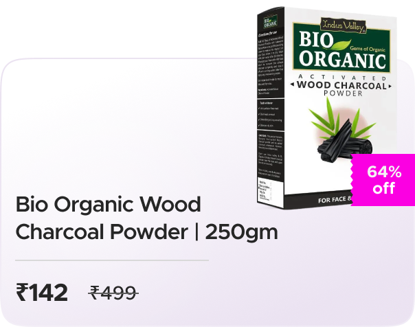 Indus Valley: Buy Bio Organic Activated Wood Charcoal Powder - 100gm worth ₹299  at ₹142