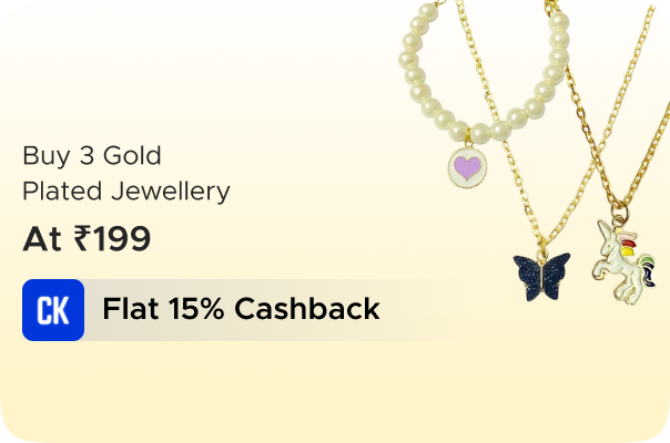 Tiaraa: Buy 3 Gold Plated Jewellery at ₹199 + Flat 15% CashKaro Cashback