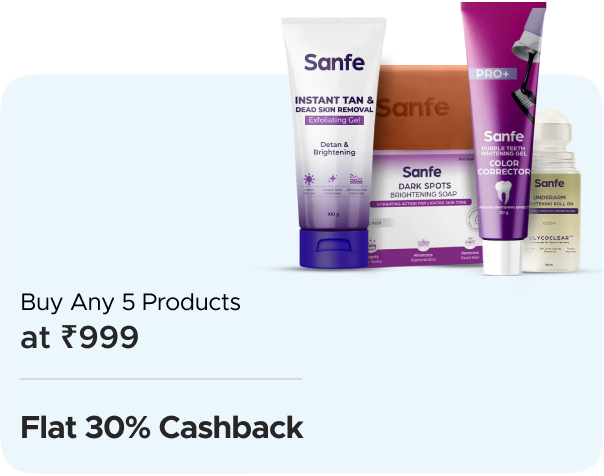 Sanfe: Buy any 5 Sanfe products for just ₹999! + Flat 30% CashKaro Cashback