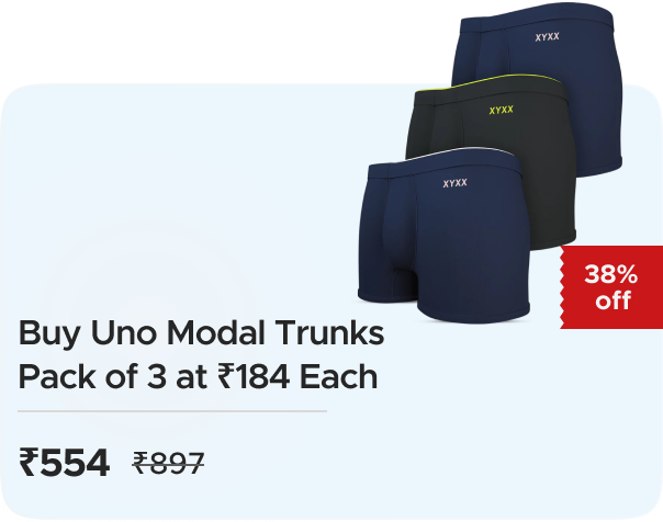 Zop: Buy UNO: Modal Trunks: Pack of 3 Blue Grey Worth ₹897 at ₹554