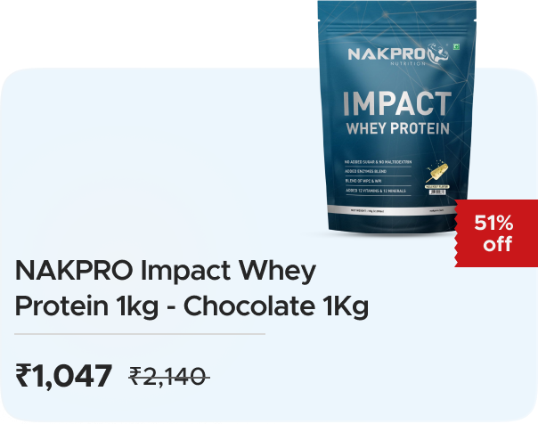 Hyugalife: Buy NAKPRO: IMPACT Whey Protein 1kg Isolate Concentrate 24g Protein Malai Kulfi Flavour Worth ₹2140 at ₹1047