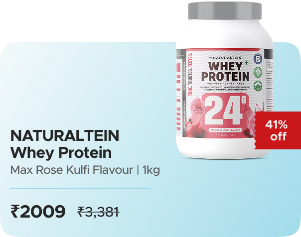 Hyugalife: Buy Naturaltein: Whey Protein Max Rose Kulfi Flavour: 1 kg Worth ₹3381 at ₹2009