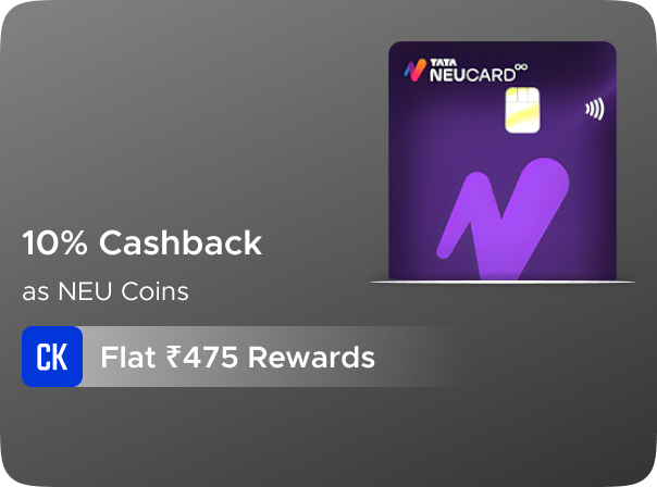 Tata Neu HDFC Bank Credit Card : Earn Flat Rs 475 CashKaro Rewards on Credit Card Activation