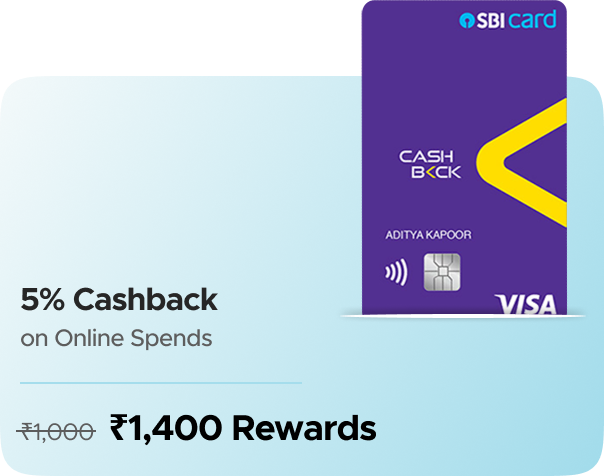 Earn Flat Rs.1400 Rewards on SBI Cashback Credit Card Activation