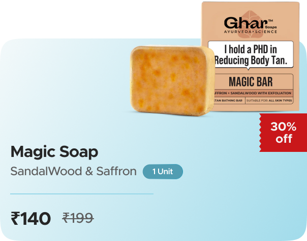 Ghar Soaps: Buy Ghar Soaps: Magic Soap Sandal Wood and Saffron Soap Bestdetansoap Worth ₹199 at ₹140