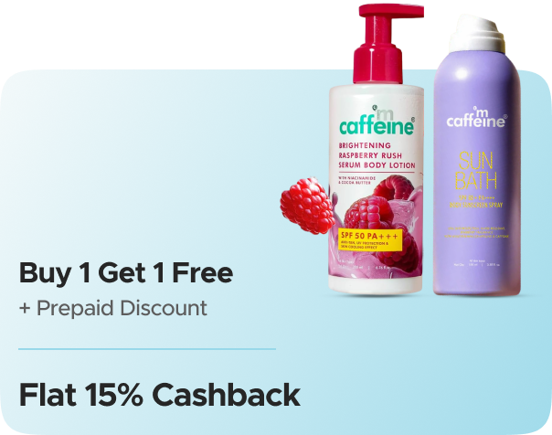 mCaffeine: Buy 1 Get 1 Free + Flat 15% CashKaro Cash