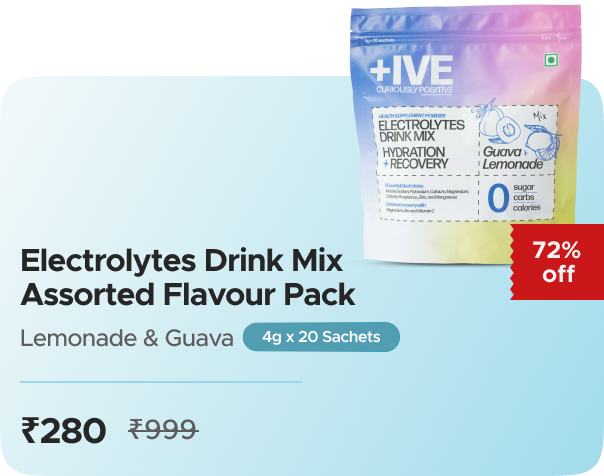 Curiously Positive +IVE - Electrolytes Drink Mix - Assorted — effective ₹280 (was ₹999)