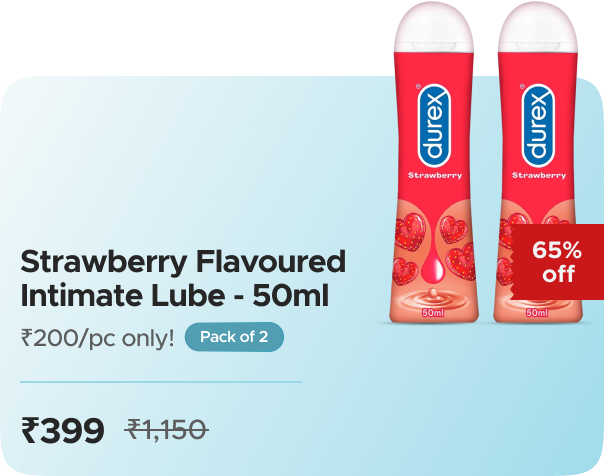 Durex Flash 50 Durex Strawberry Flavoured Intimate Lube — 2X Pack, effective ₹399 (₹4/ml)