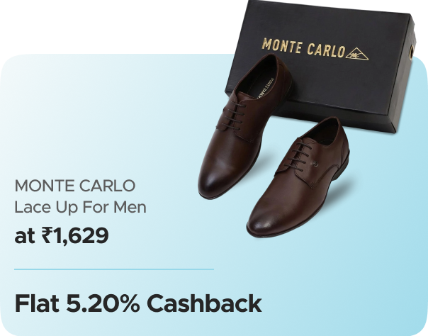 Flipkart: MONTE CARLO Lace Up For Men at ₹ 1629 + Flat 5.20% CashKaro Cashback
