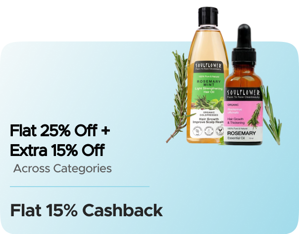 Soulflower — Flat 25% Off on all Products + Flat 15% Cashback
