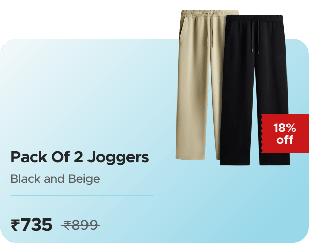 Zop Pack Of 2 Joggers : Black and Beige — effective ₹735 (was ₹899)