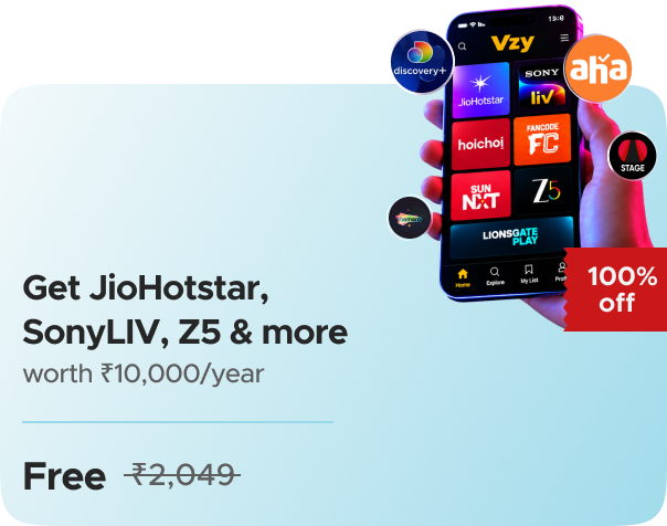 VZY: 20 OTTs apps including (JioHoststar, Sonyliv, Zee5, Fancode & 25 more OTTs) in a single subscription for Free
