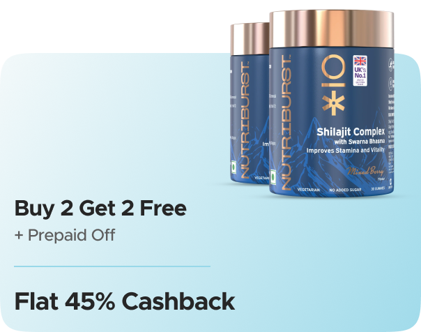 Nutriburst — Buy 2 Get 2 Free + Flat 45% CashKaro Cashback + Flat 45% Cashback