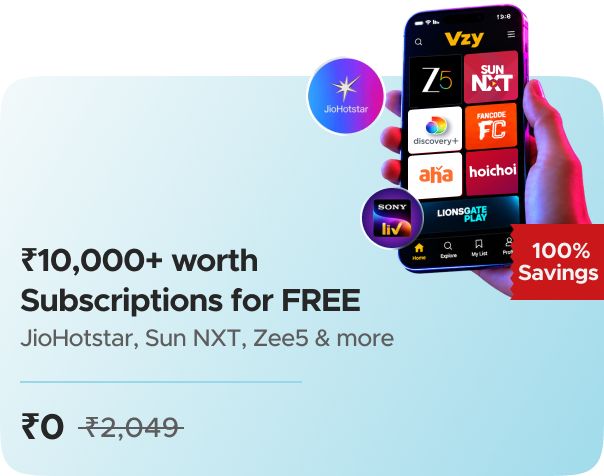 VZY: 20 OTTs apps including (JioHoststar, Sonyliv, Zee5, Fancode & 25 more OTTs) in a single subscription for Free