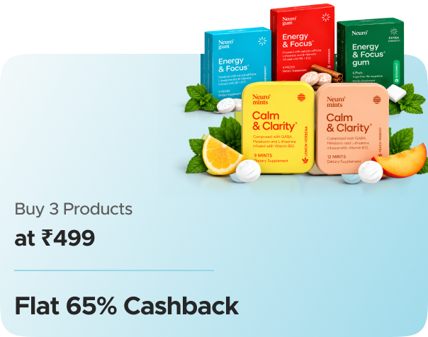 NeuroGum — Buy 3 Gums/Mints at ₹999 + Flat 65% CashKaro Cashback + Flat 65% Cashback