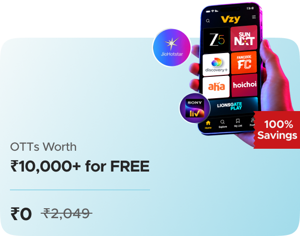 VZY: 20 OTTs apps including (JioHoststar, Sonyliv, Zee5, Fancode & 25 more OTTs) in a single subscription for Free