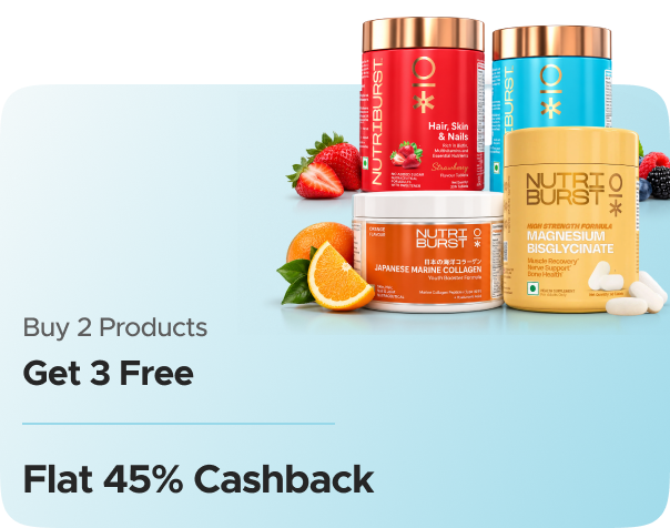 Nutriburst — Buy 2 Get 3 Free + Flat 45% CashKaro Cashback + Flat 45% Cashback