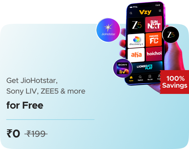VZY: 20 OTTs apps including (JioHotstar, Sony LIV, Zee5, Fancode & 25 more OTTs) in a single subscription for Free
