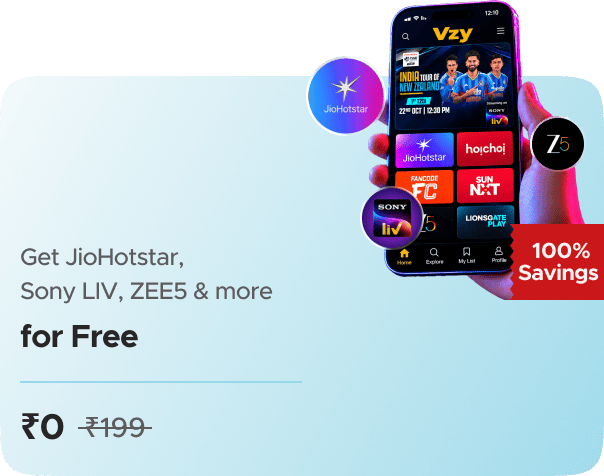 VZY: 20 OTTs apps including (JioHotstar, Sony LIV, Zee5, Fancode & 25 more OTTs) in a single subscription for Free