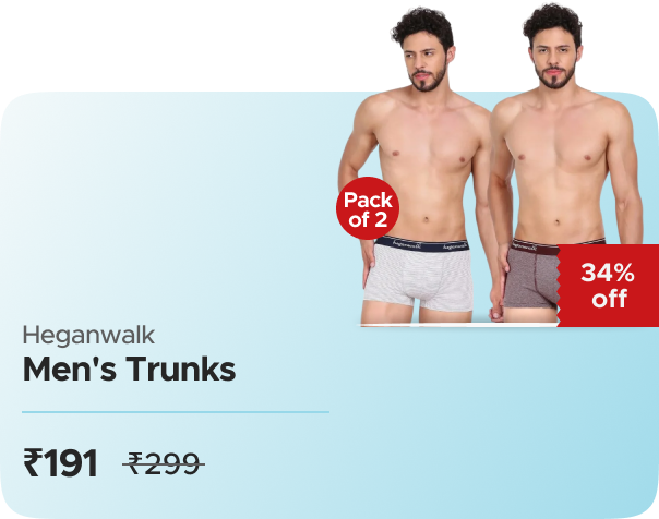 Zop Heganwalk Pack of 2 Men's Trunks — effective ₹191 (was ₹299)