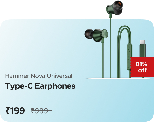 Zop Hammer Nova Universal Type-C Earphones w — effective ₹191 (was ₹999)