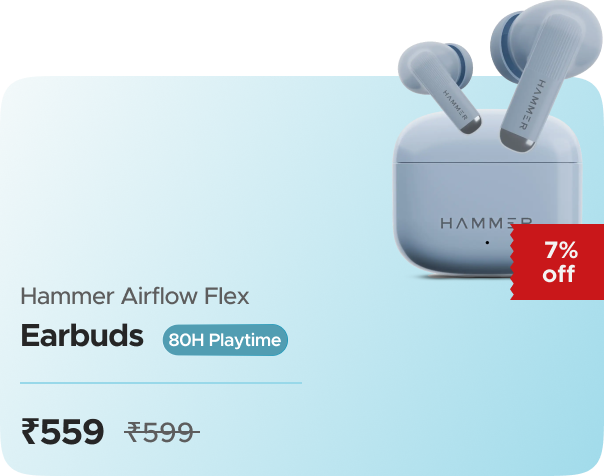 Zop Hammer Airflow Flex Earbuds with 80H Pla — effective ₹559 (was ₹599)