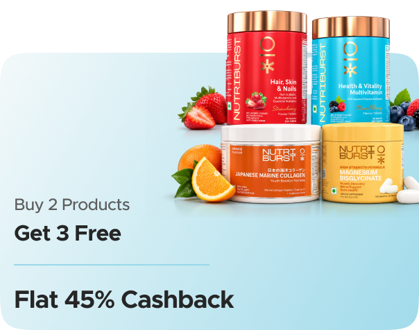 Nutriburst — Buy 2 Get 3 Free + Flat 45% CashKaro Cashback + Flat 45% Cashback
