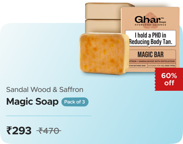 Ghar Soaps Magic Soap (Sandal Wood and Saffron Soap — effective ₹293 (was ₹470)