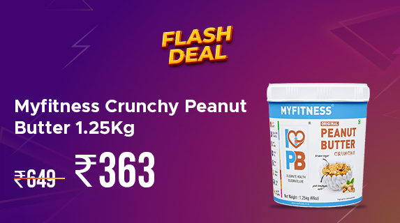 Hyugalife: Buy Myfitness Crunchy Peanut Butter 1.25Kg worth Rs 649 at Rs 363