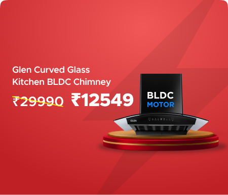 Glen Curved Glass Kitchen BLDC Chimney @ Rs 12,549 Worth Rs 29,990